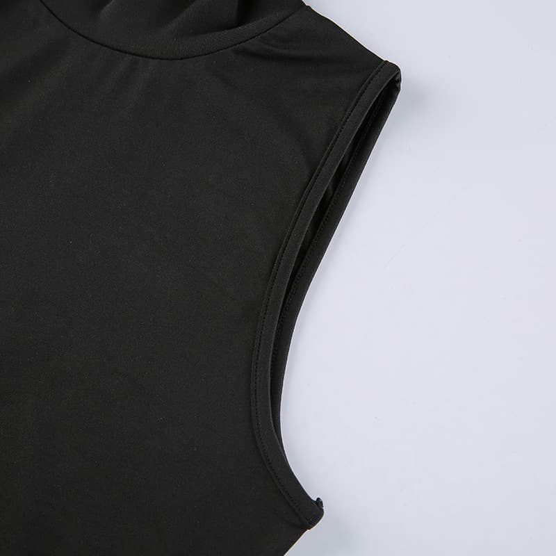 中国風ノースリーブロングワンピース ハイネック裾スリット