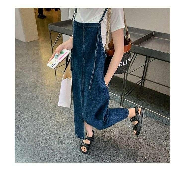 ロングワンピース ゆったりサロペットワンピース