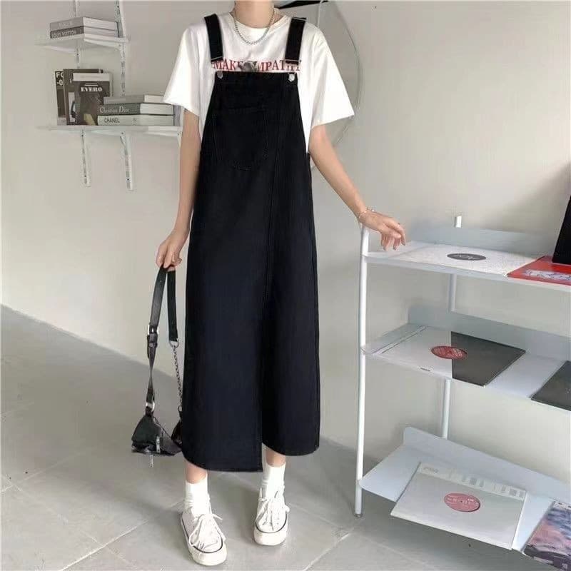 ロングワンピース シンプルゆったり涼やかデニムワンピース