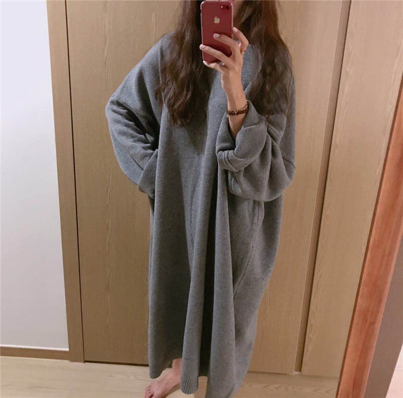 ロングワンピース ふんわりニット ロング丈体型カバー 上品ワンピース
