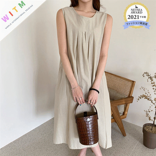春夏新作 ノースリーブ ロングワンピース 体型カバー 大人可愛い