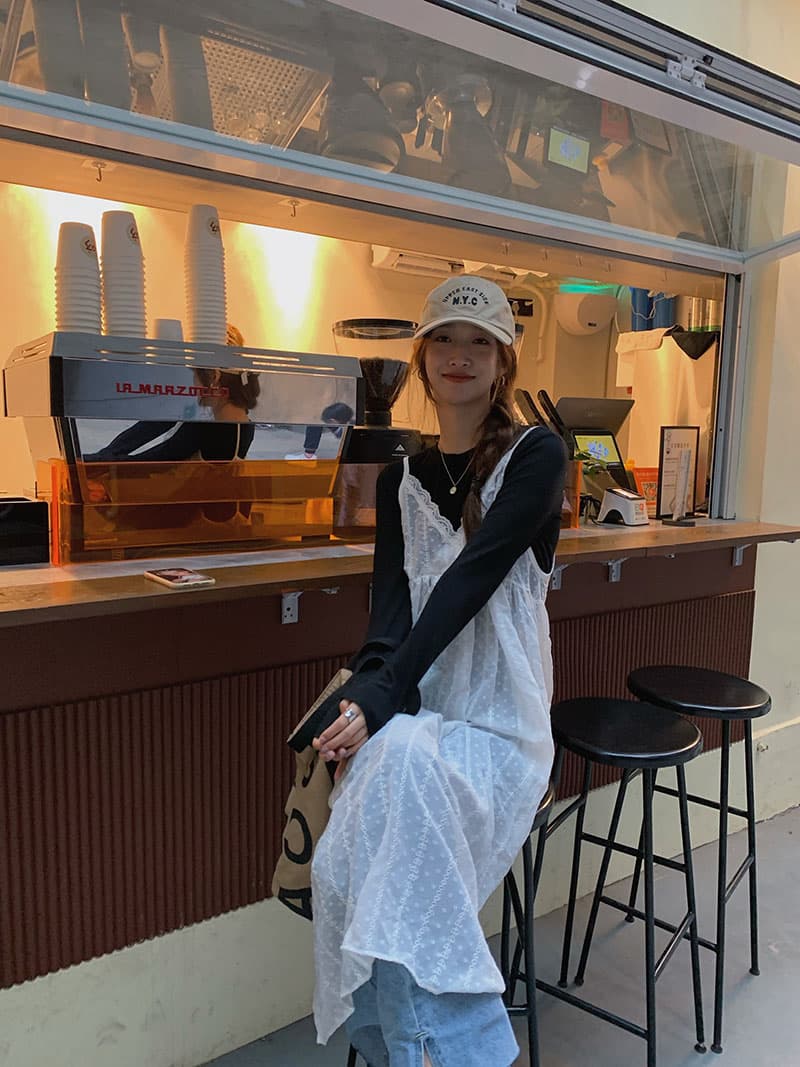 ロングワンピース シアーレース キャミソールワンピース