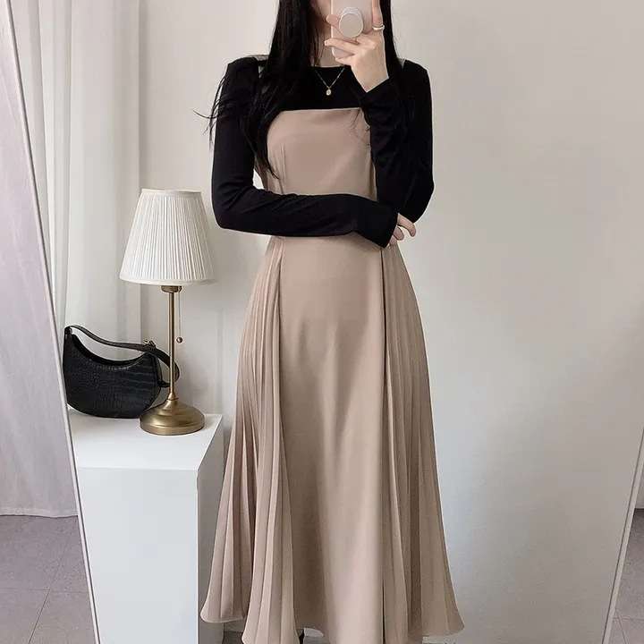 ロングワンピース しなやか優美シルエットジャンパースカート