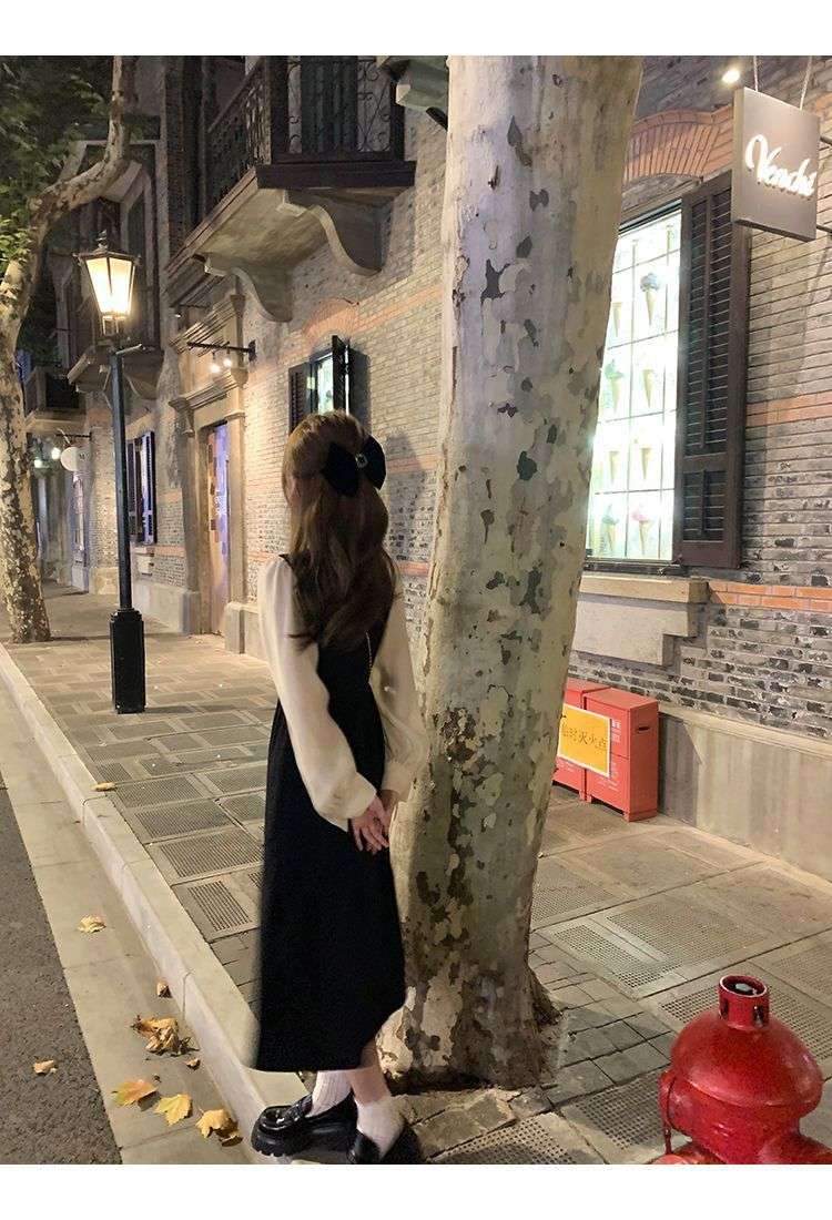 ロングワンピース パフスリーブ クラシカルワンピース