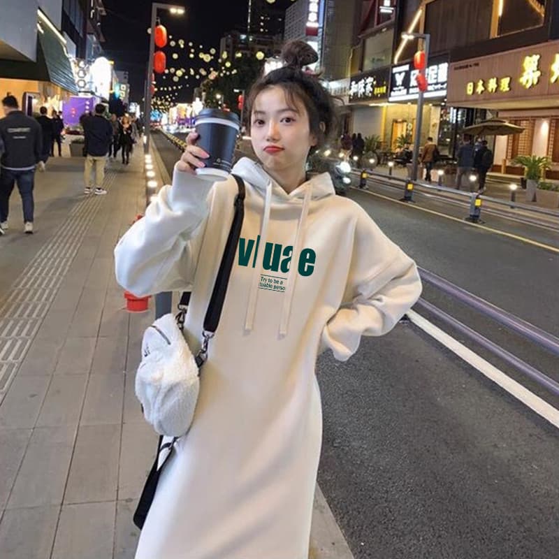 ロングワンピース ふんわりシルエットスウェットワンピース