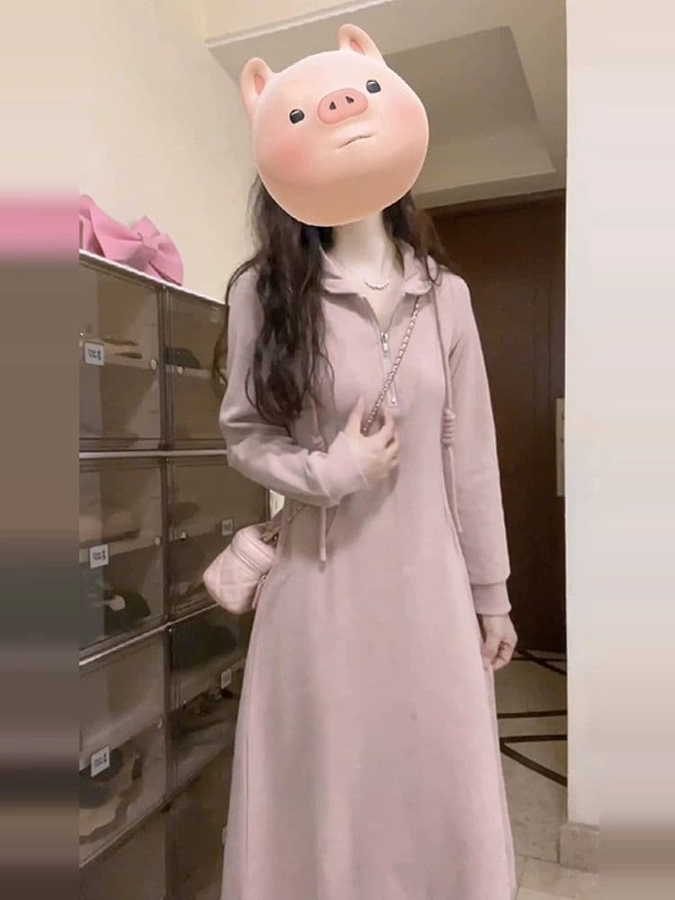 ロングワンピース スタイルアップスウェットワンピース