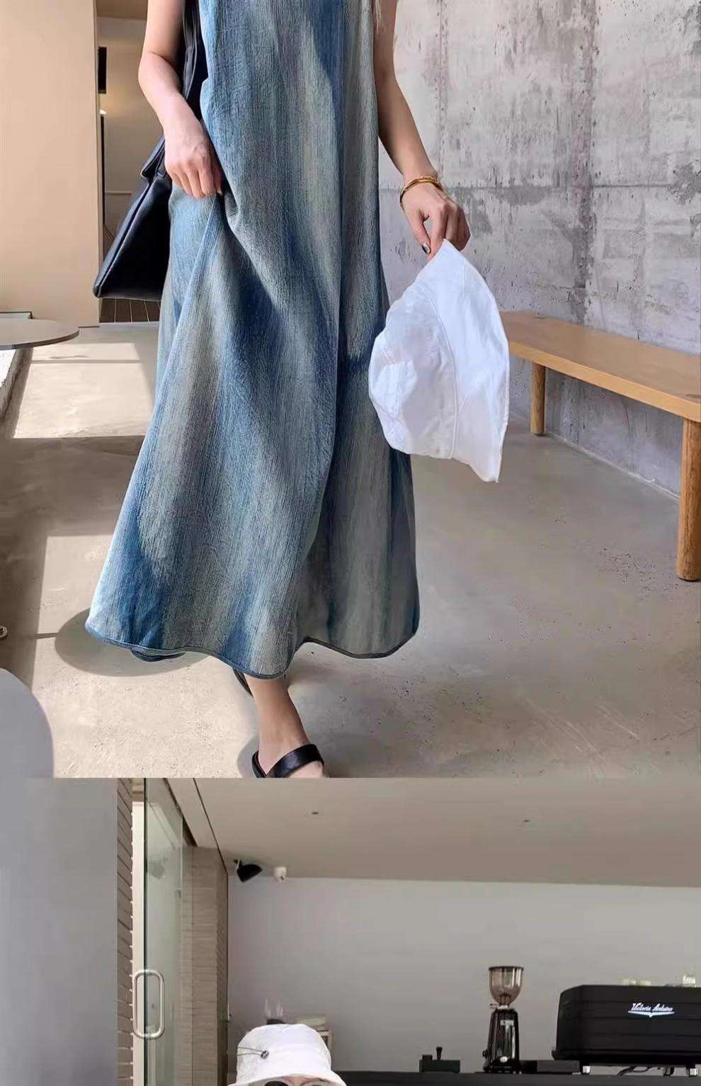ロングワンピース ゆったり楽ちんキャミソールデニムワンピース