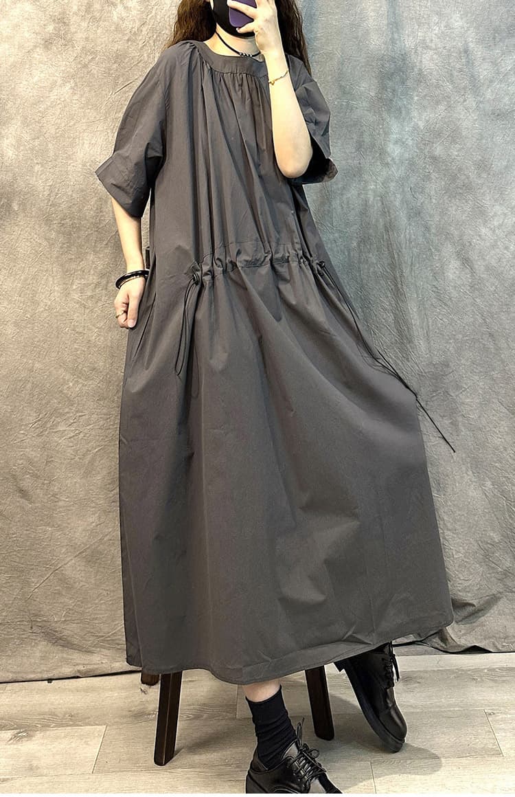 ロングワンピース 送料無料 新作 シャツワンピース レディース ゆったり マタニティ対応 半袖 ロング丈