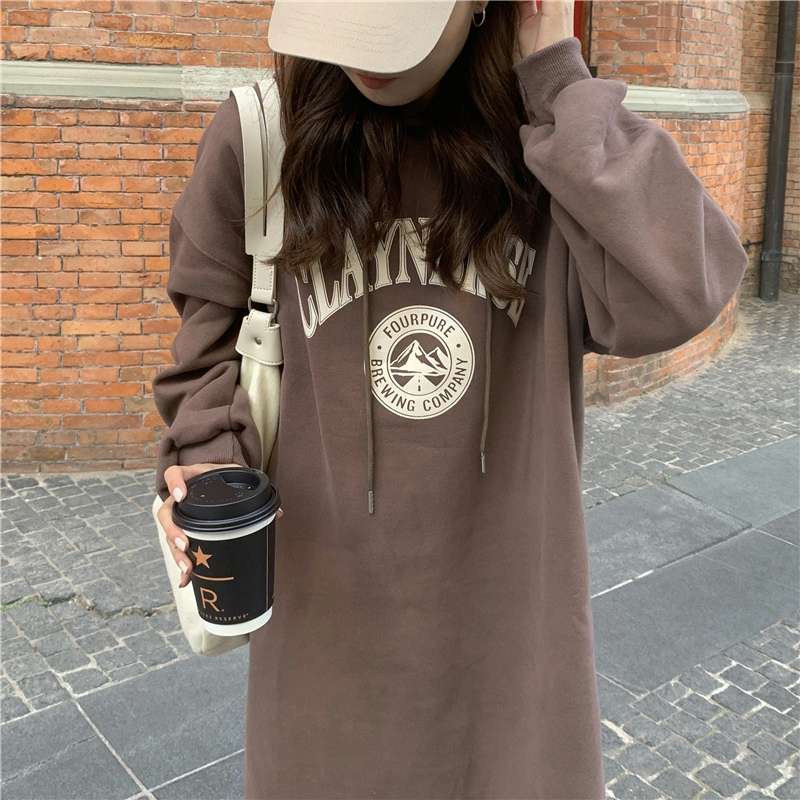 ロングワンピース ゆったりパーカーワンピース