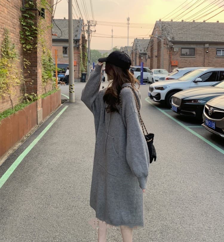 ロングワンピース あったかスウェットフードロング