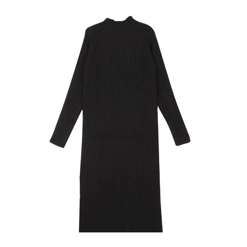 ロングワンピース お散歩リブニットロングワンピース