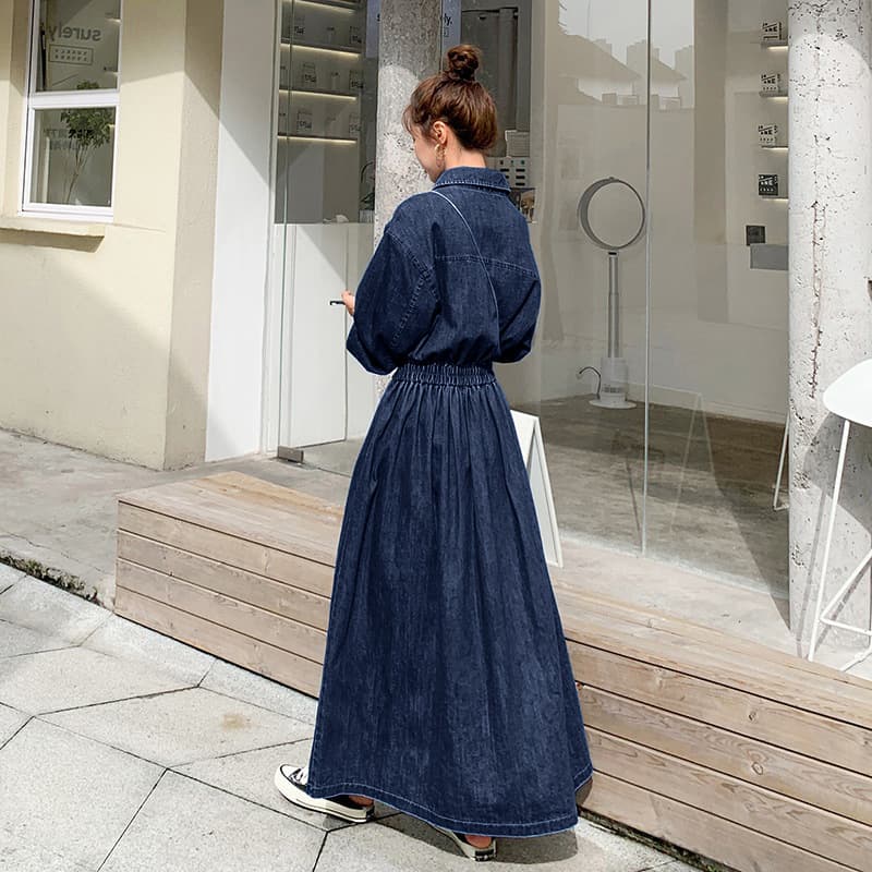 ロングワンピース ギャザーたっぷり優美シルエットワンピース