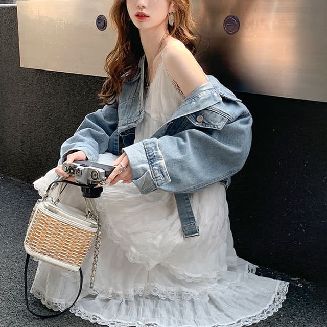 ロングワンピース 夢見る少女のティアードレース薄手ワンピース