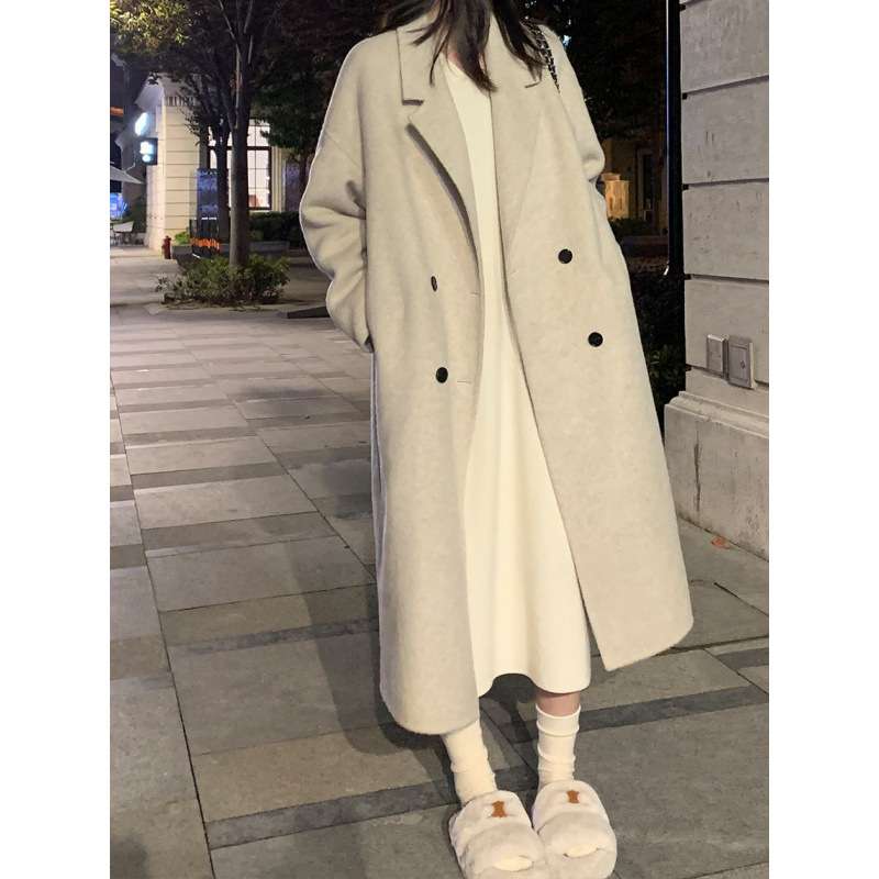 ロングワンピース ゆったりリラックス長袖ニット素材ワンピース