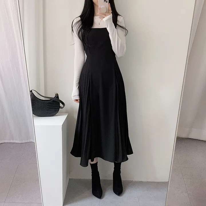 ロングワンピース しなやか優美シルエットジャンパースカート