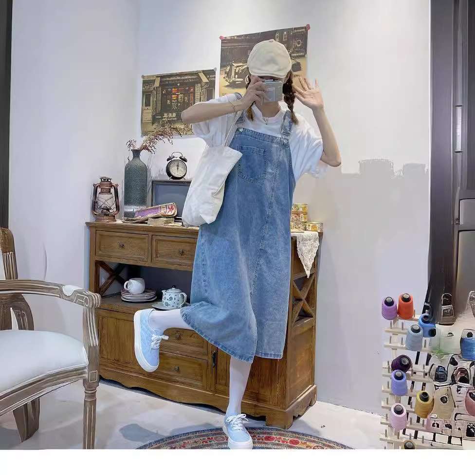 ロングワンピース ふんわり優美なサロペットワンピース
