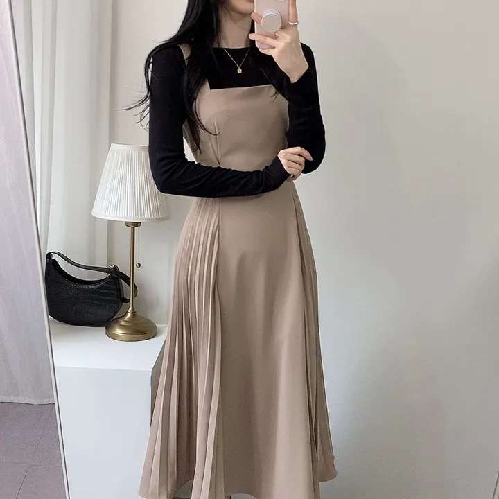 ロングワンピース しなやか優美シルエットジャンパースカート