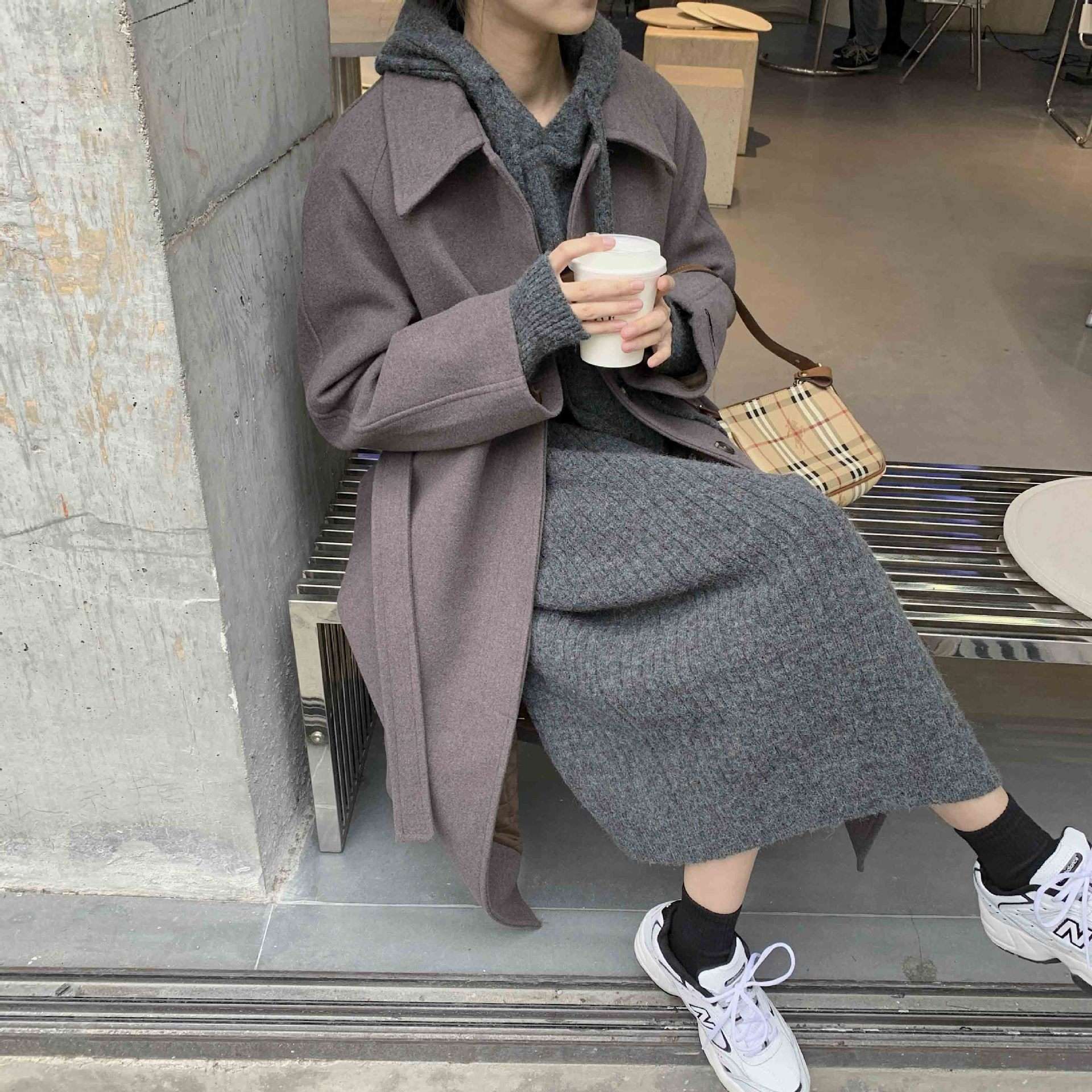 ロングワンピース ゆったりリブニット ロングワンピース