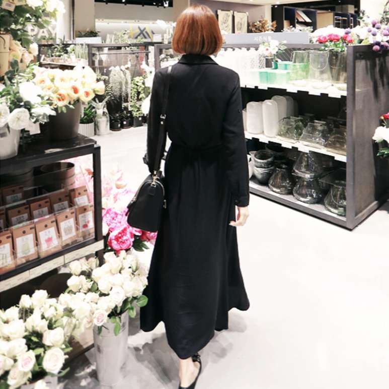 ロングワンピース シンプル優美シャツワンピース