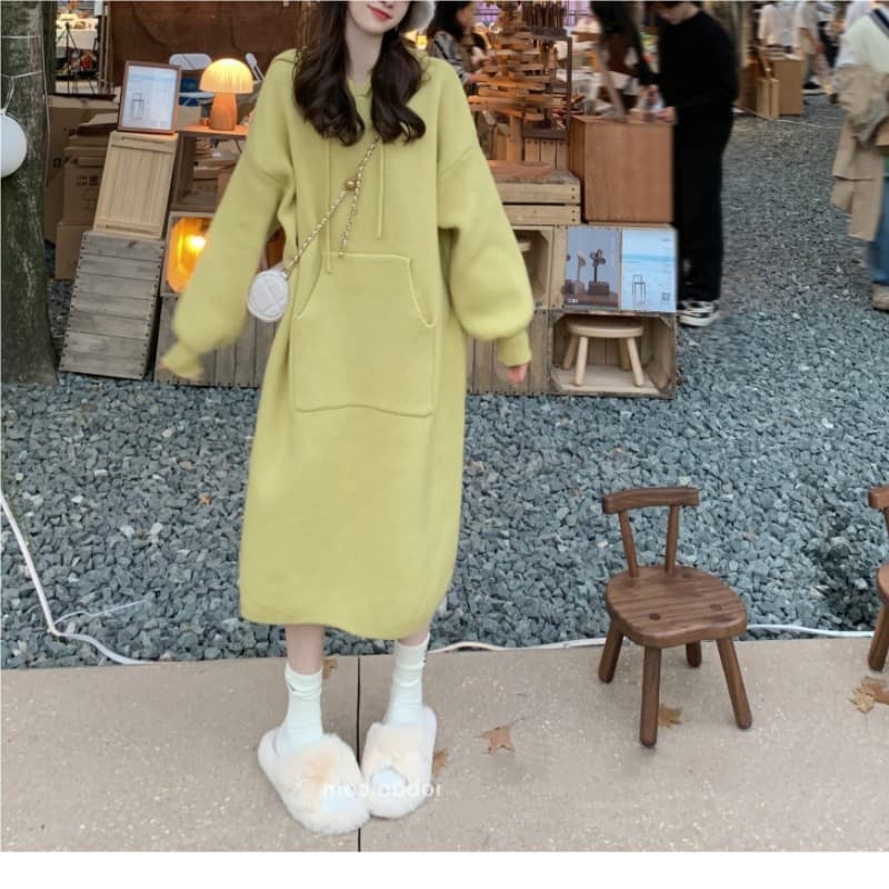 ロングワンピース あったかスウェットフードロング