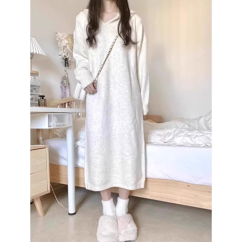 ロングワンピース ふわもこ裏起毛リラックスワンピース