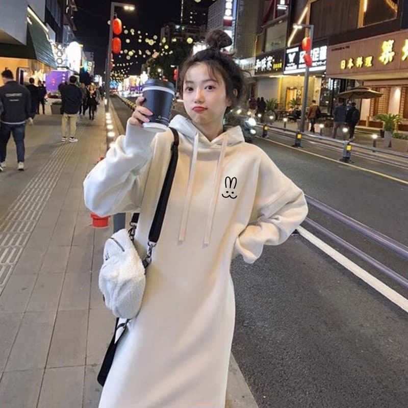 ロングワンピース ふんわりシルエットスウェットワンピース