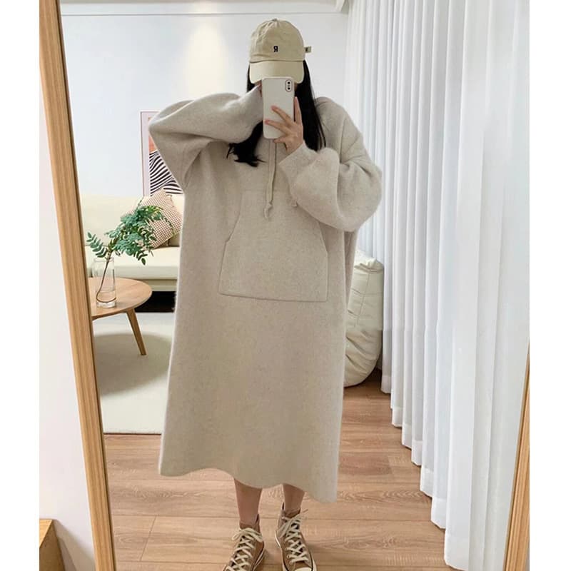 ロングワンピース あったかスウェットフードロング