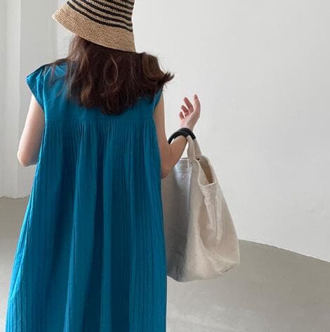 ロングワンピース 女性用ノースリーブ長袖ワンピース丸首復古風上品