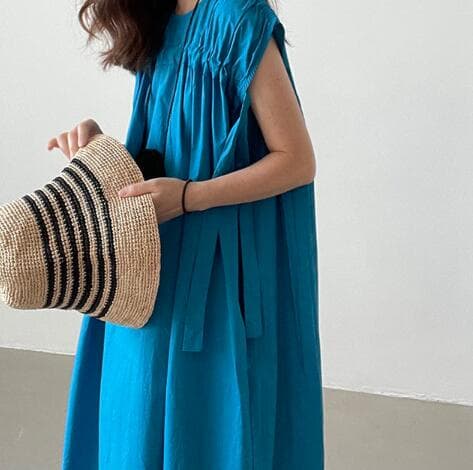 ロングワンピース 女性用ノースリーブ長袖ワンピース丸首復古風上品