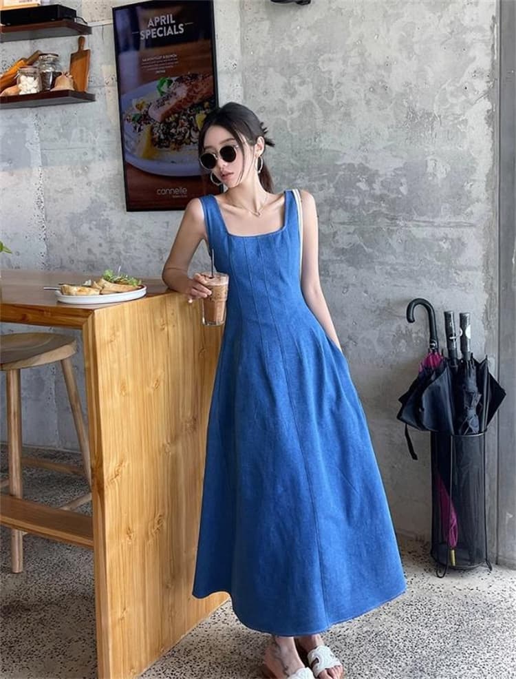 ロングワンピース 夏の大人上品ノースリーブ長袖丈一枚着