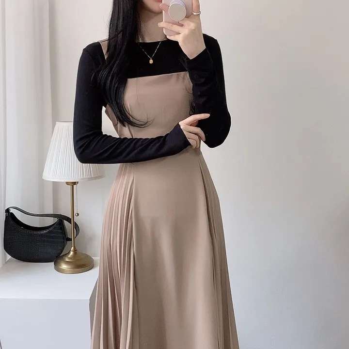ロングワンピース しなやか優美シルエットジャンパースカート