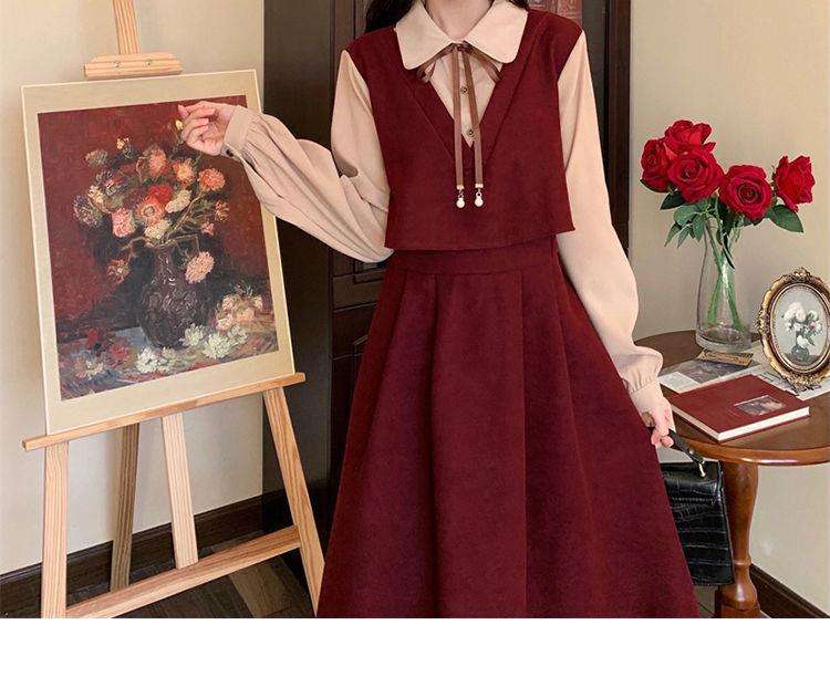 ロングワンピース クラシカル リボン ジャンパースカート