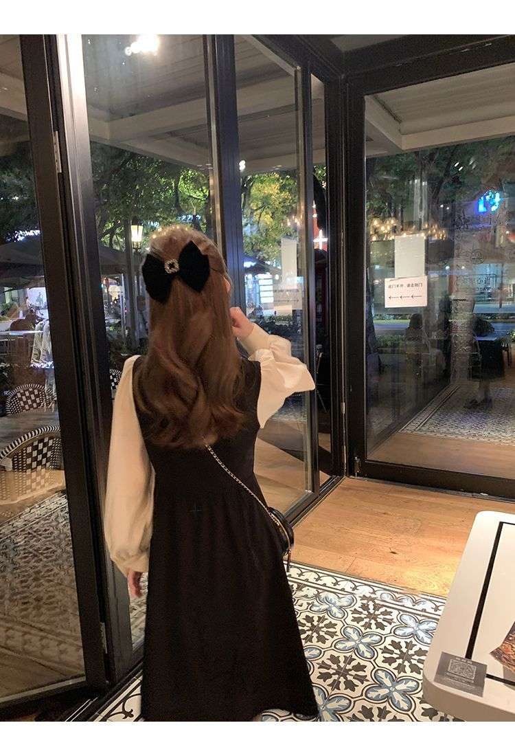 ロングワンピース パフスリーブ クラシカルワンピース