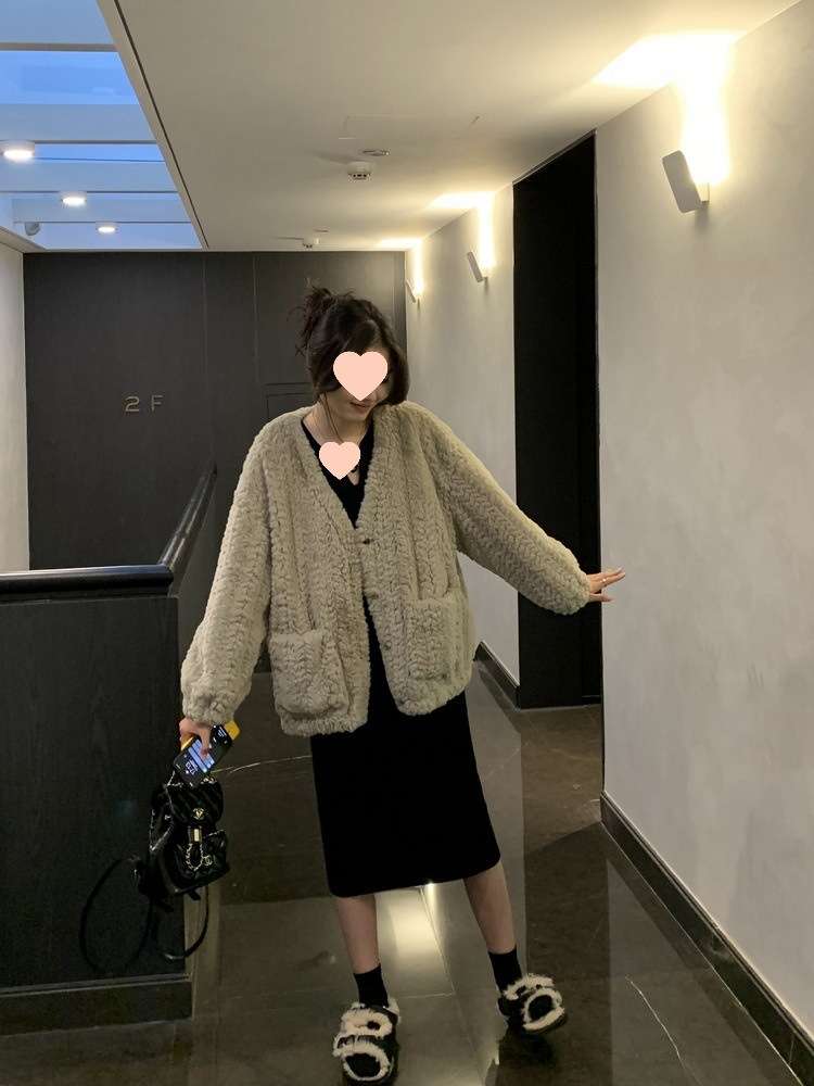 ロングワンピース ゆったりリラックス長袖ニット素材ワンピース