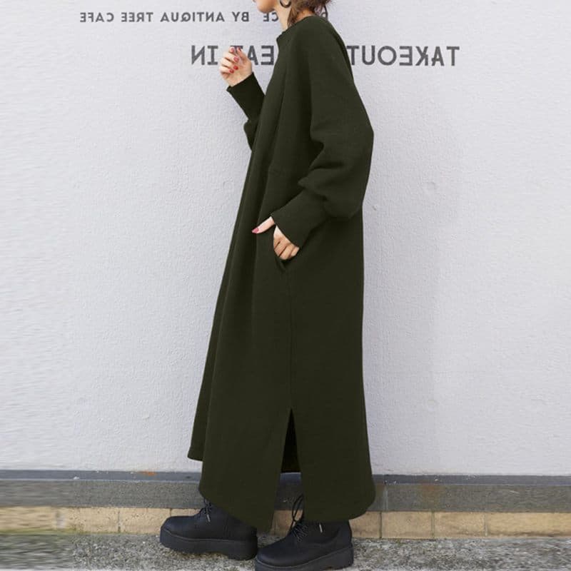 ロングワンピース 秋冬新作マキシ丈ワンピース体型カバーゆったり長袖