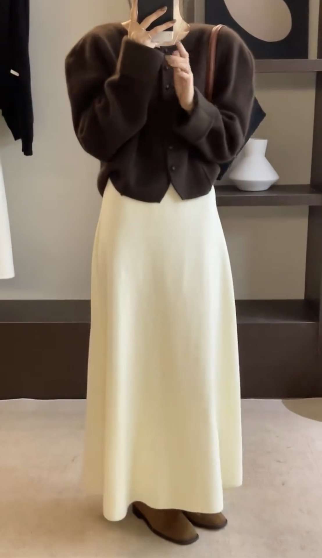 ロングワンピース シンプルニュアンス ニットロングワンピース