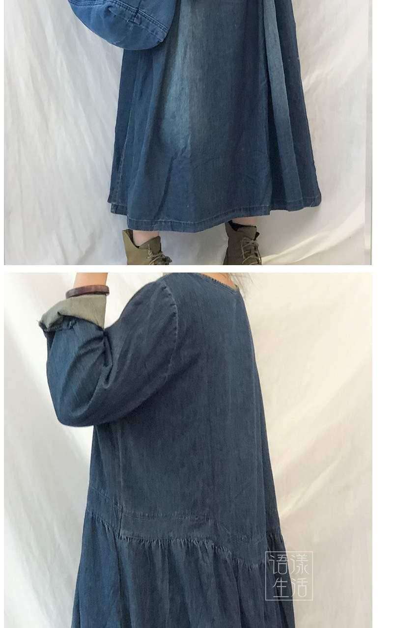 ロングワンピース ゆったりデニムワンピース