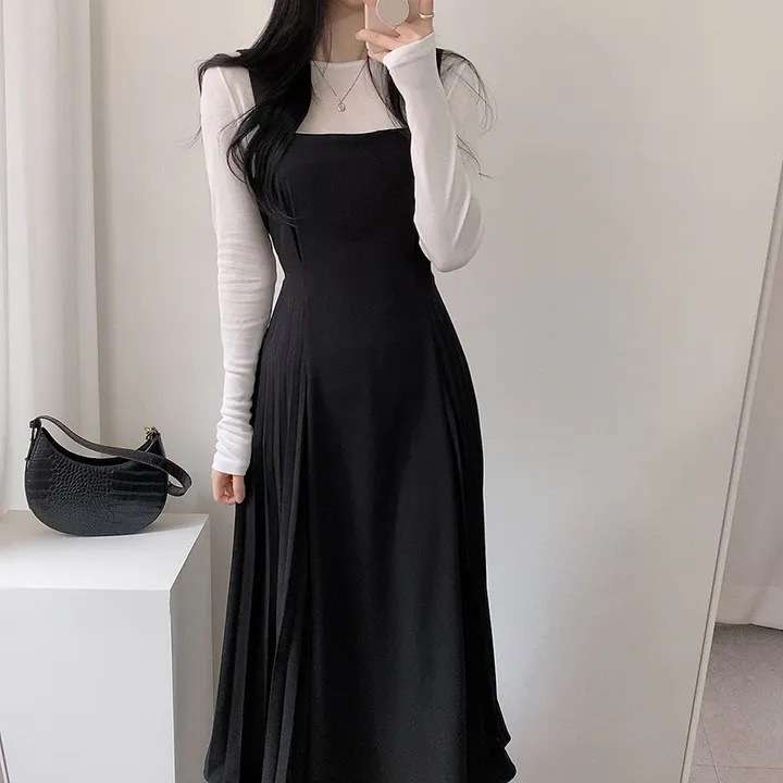 ロングワンピース しなやか優美シルエットジャンパースカート