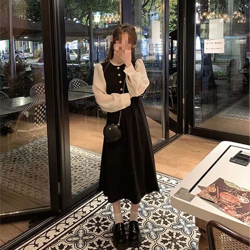 ロングワンピース パフスリーブ クラシカルワンピース