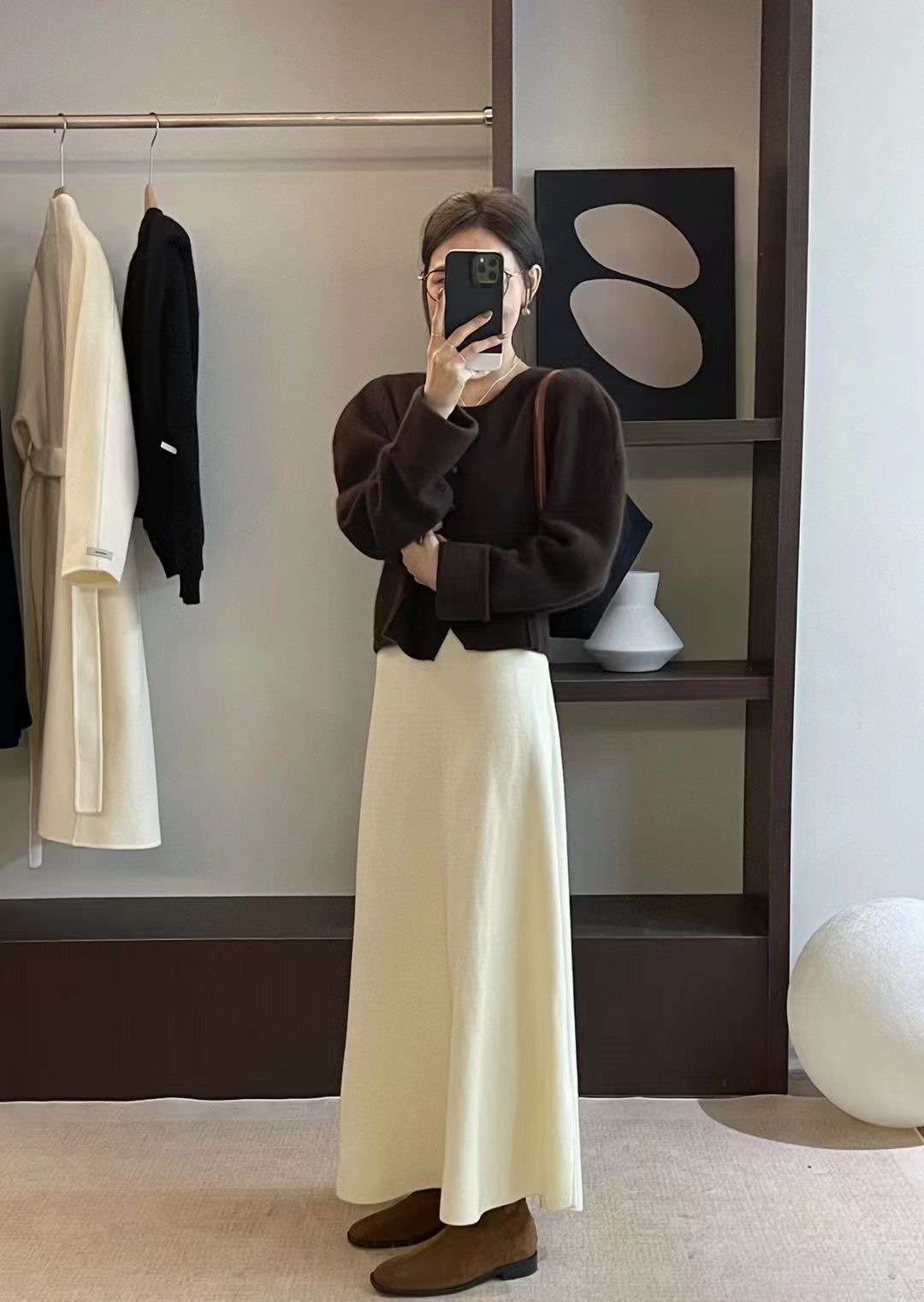 ロングワンピース シンプルニュアンス ニットロングワンピース