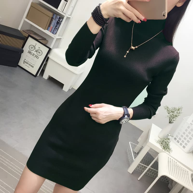 ロングワンピース やわらか美シルエット リブニットワンピース