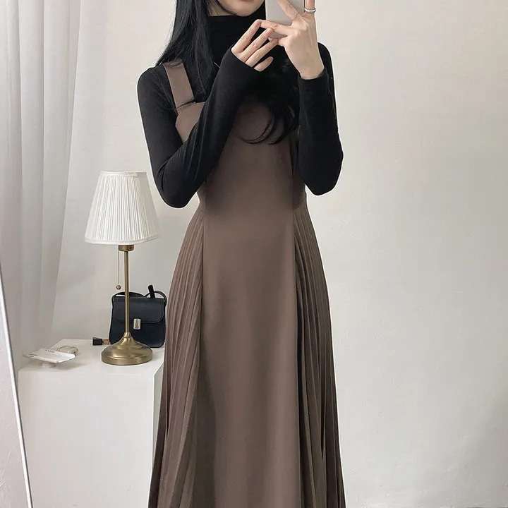 ロングワンピース しなやか優美シルエットジャンパースカート