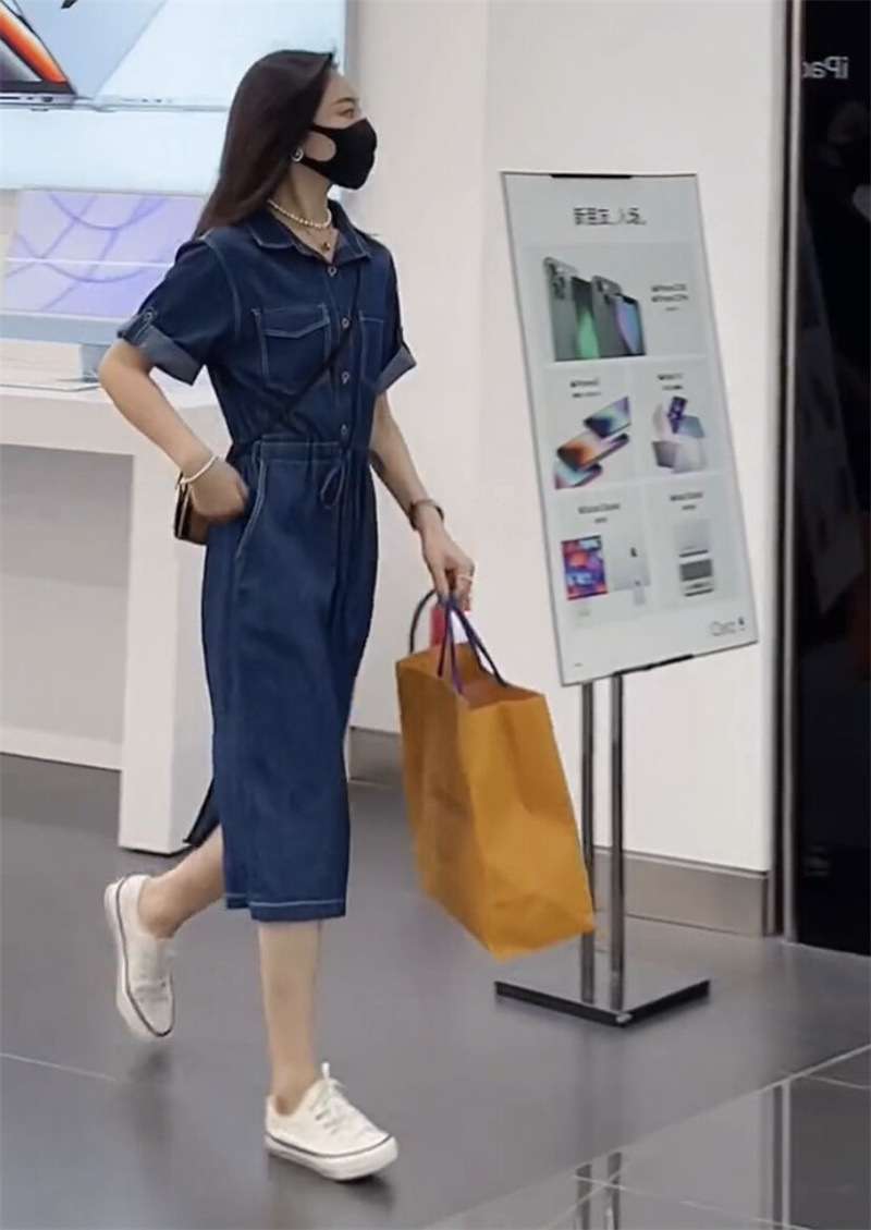 ロングワンピース ゆったりデニムシャツワンピース
