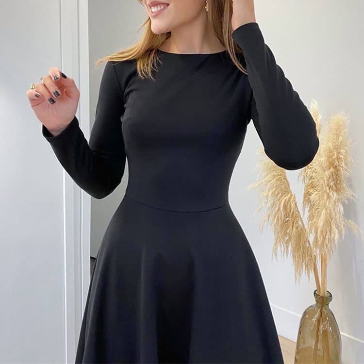 秋冬ニット長袖ロングワンピース上品大人気