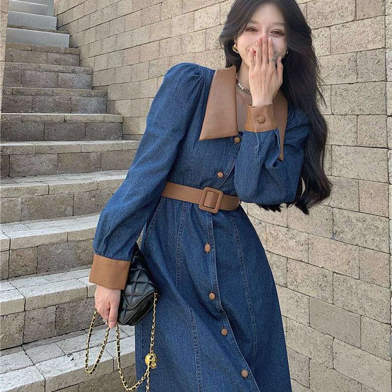 ロングワンピース フロントボタンシェイプワンピース