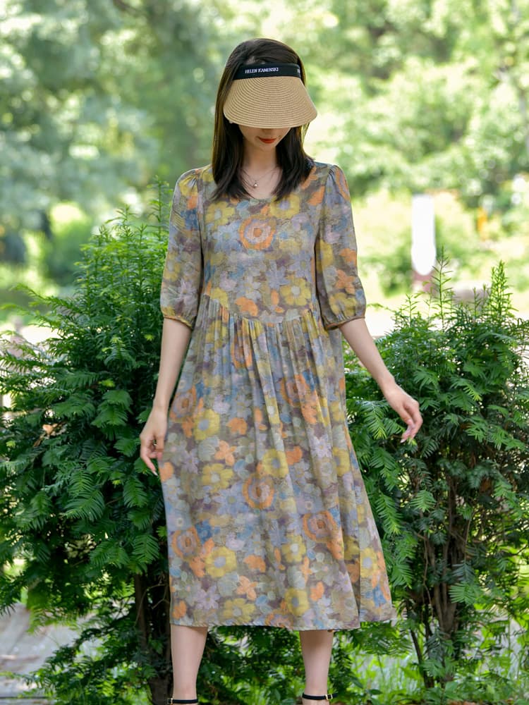 ロングワンピース レース 花園の詩 レース透かしワンピース