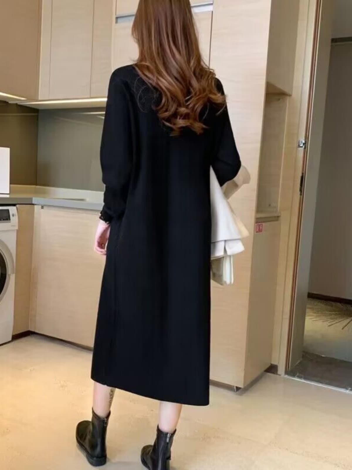 ロングワンピース タートルネック 上質シンプル 大人の余裕タートルワンピース