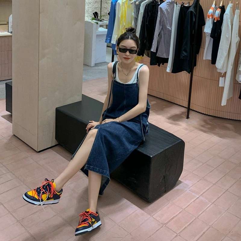 ロングワンピース ゆったりサロペットワンピース