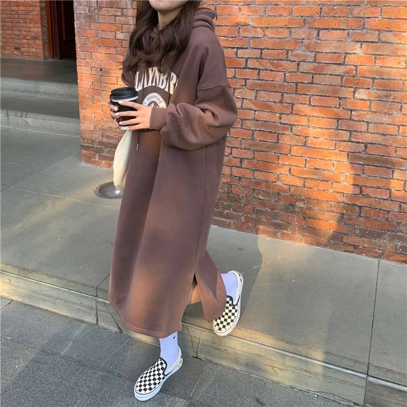 ロングワンピース ゆったりパーカーワンピース