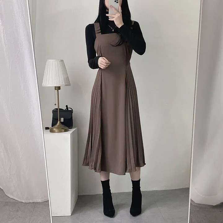 ロングワンピース しなやか優美シルエットジャンパースカート